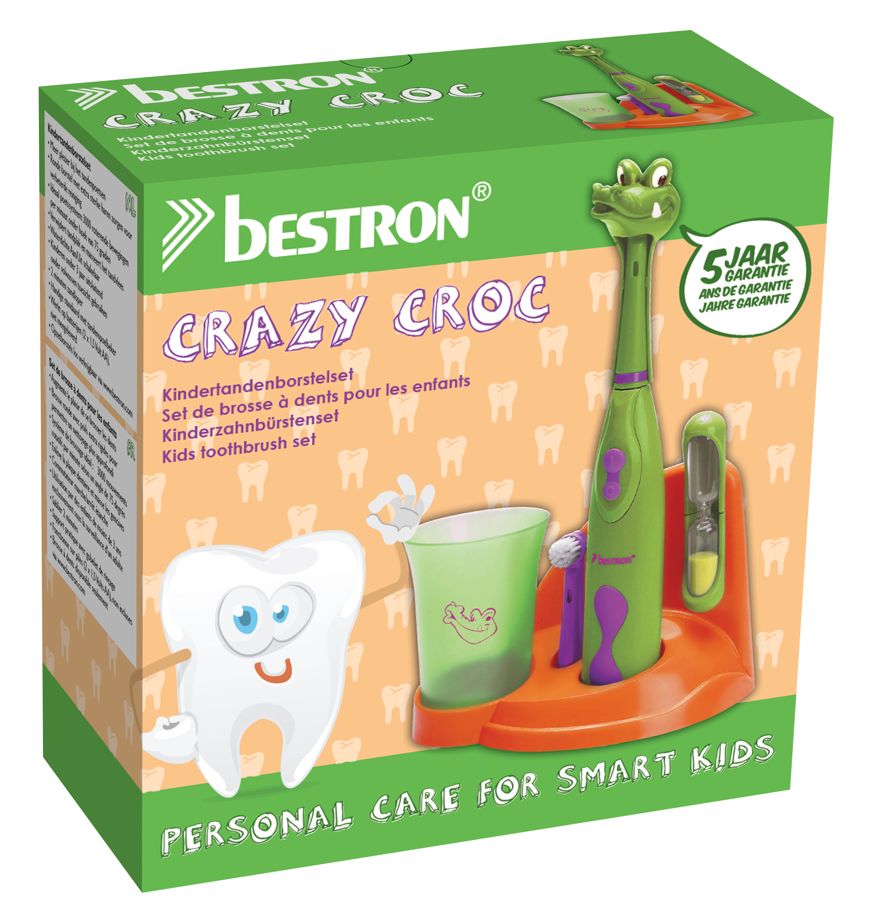 elektrische Croc Zahnbürste Crazy Grün BESTRON