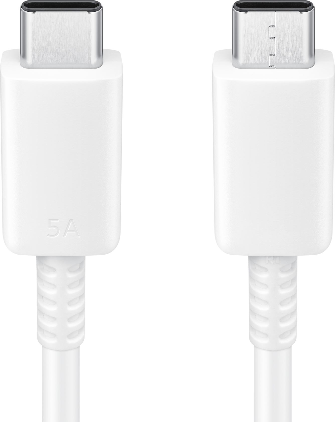 Zwei weiße USB-C-Kabel, eines mit "5A" beschriftet.