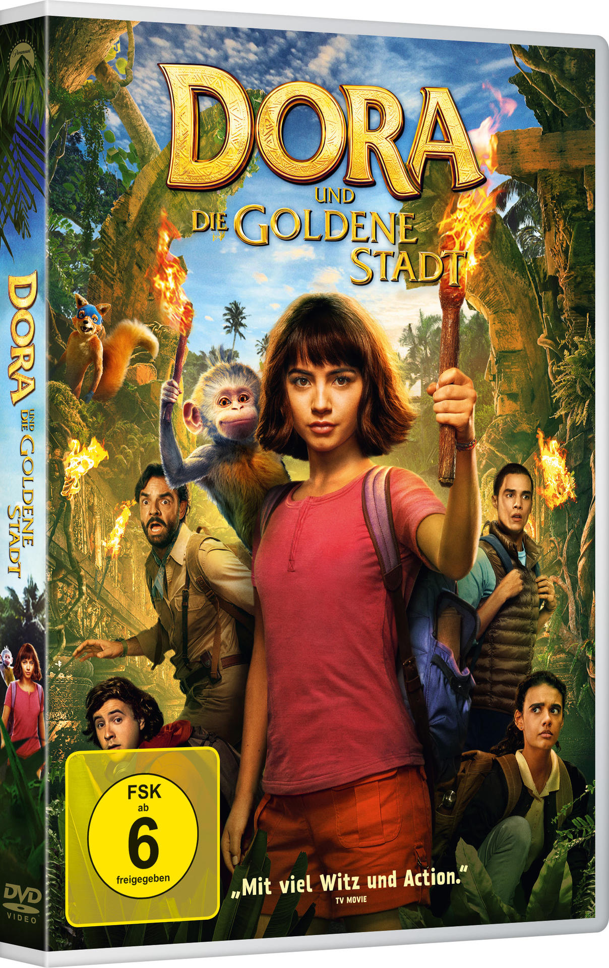 Eine DVD-Hülle für einen Film, Dora und die Goldene Stadt.