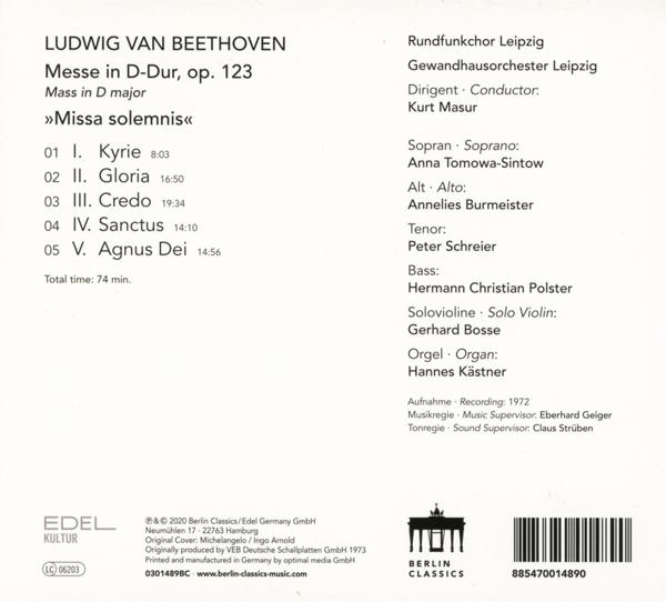 CD-Cover mit Ludwig van Beethovens 'Missa Solemnis'. Es enthält auch die Namen der Interpreten.