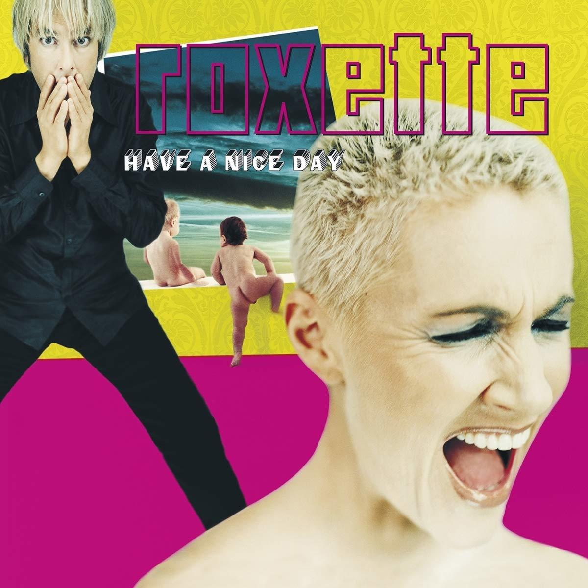 Albumcover von Roxette mit einer schreienden Frau, zwei Babys und einem Mann, der sich den Mund bedeckt.
