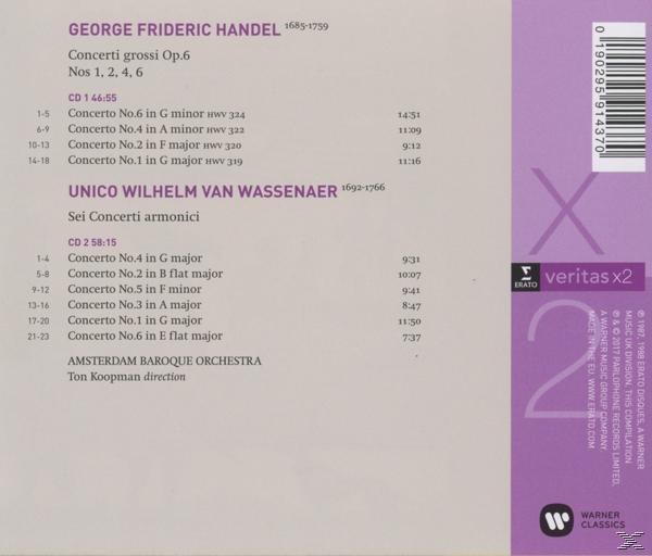 CD-Cover mit Text über Georg Frideric Händel und Unico Wilhelm van Wassenaer.