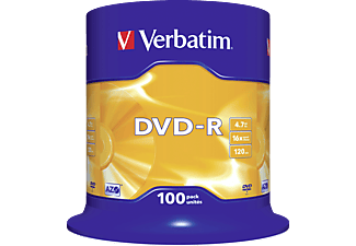 VERBATIM 1x100 DVD-R 4,7GB  16x Speed, matt silver DVD-Rohlinge