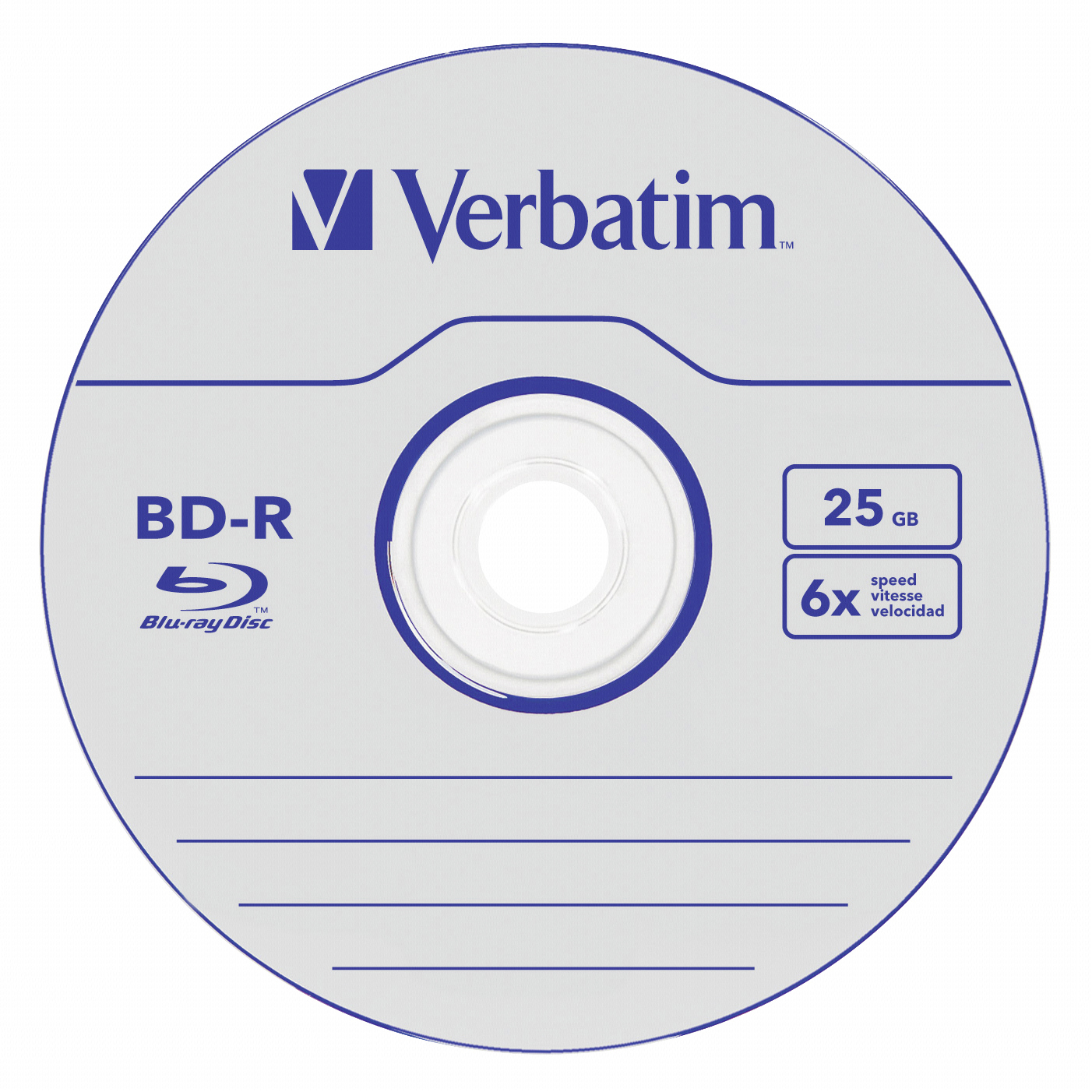 VERBATIM 1x50 BD-R 25GB Cakebox Datalife 6x Blu-ray No-ID Speed Discs