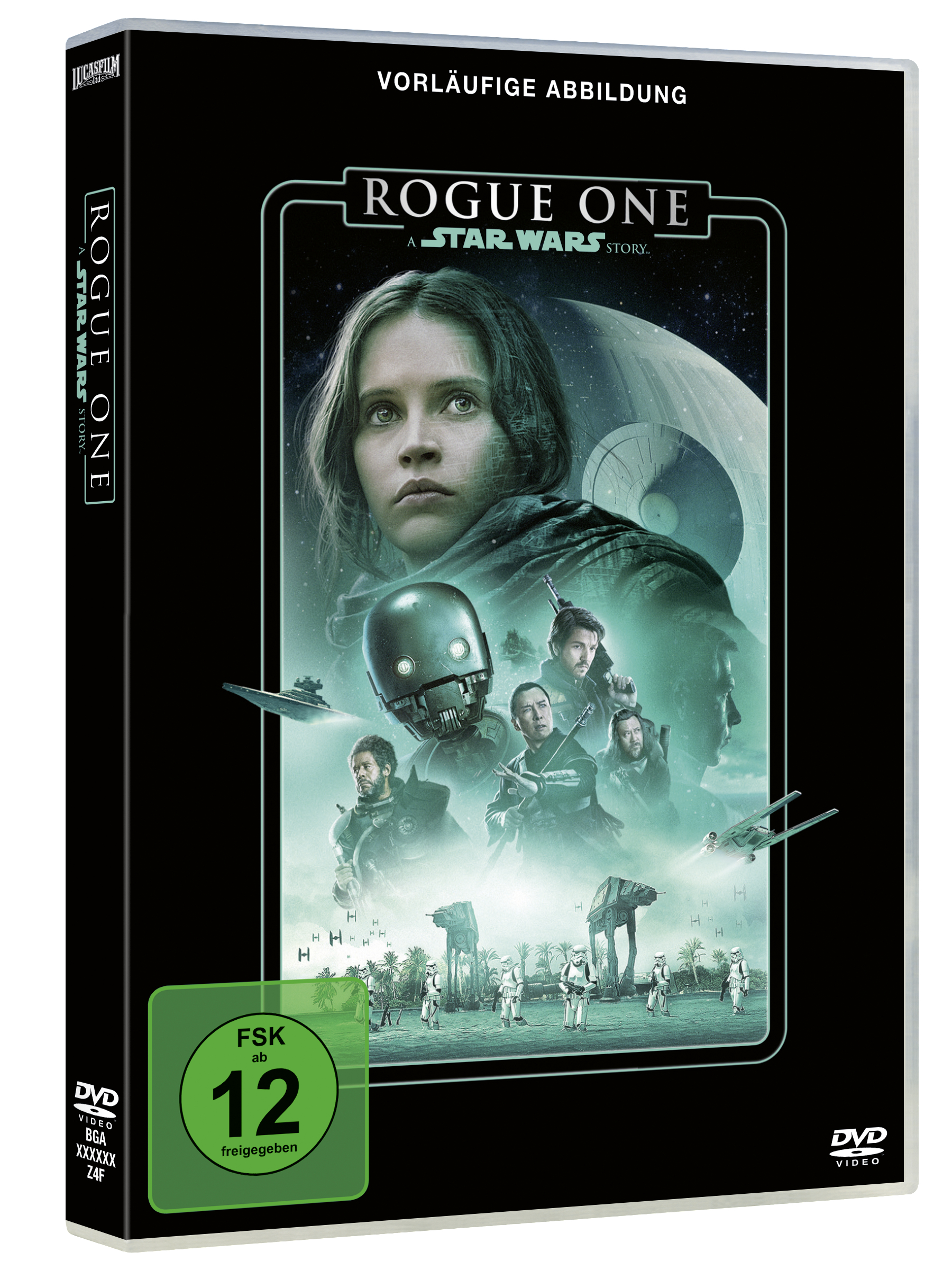 Filmcover zeigt eine Frau, eine Gruppe von Personen und Raumschiffe mit Star Wars-Thema.