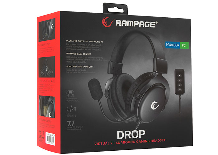 RAMPAGE R36 Drop 7.1 Usb Surround Gaming Mikrofonlu Kulaklık Siyah