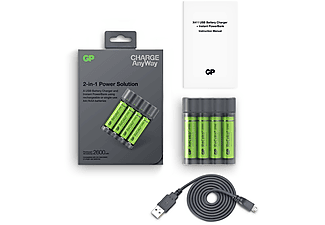 GP Pil Şarj Cihazı + Anlık Powerbank ve Recyko+ 4 Adet 2700 Aa Kalem Pilli Set_1