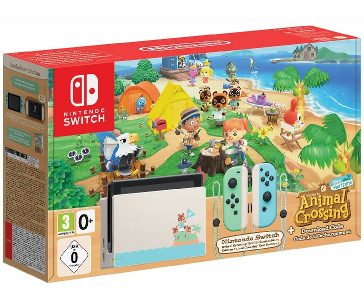 Consola - Nintendo Switch (Ed. Animal Crossing: New Horizons), 6.2", Joy-Con, Azul y Verde