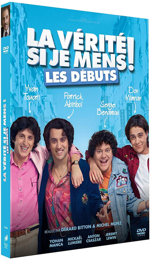 Filmposter: Vier lachende mannen, met de titel 'La Vérité Si Je Mens! Les Débuts'.