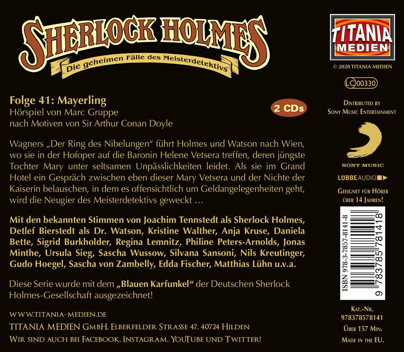 Holmes Sherlock - Sherlock Holmes Sherlock Holmes - Folge 41: Mayerling  - (CD)