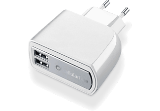 CELLULARLINE cellularline Dual Charger - Chargeur USB - Pour iPhone/iPad - Blanc - caricabatterie (Bianco)