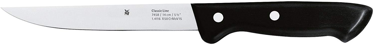 Ein WMF Classic Line Messer mit schwarzem Griff und silberner Klinge.
