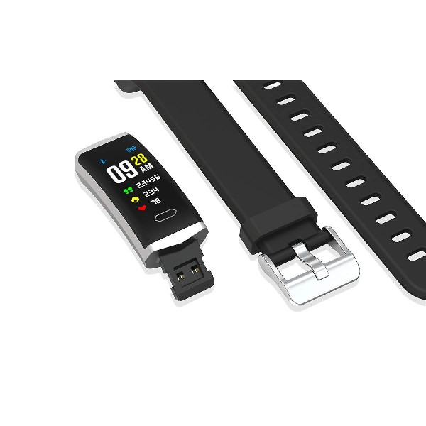 Pulsera de actividad - Muvit iO Sport Aqua, Pulsómetro, Bluetooth, GPS, Notificaciones, Negro