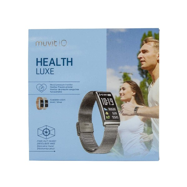 Pulsera de actividad - Muvit iO Luxe Aqua, Pulsómetro, Bluetooth, GPS, Notificaciones, Oro