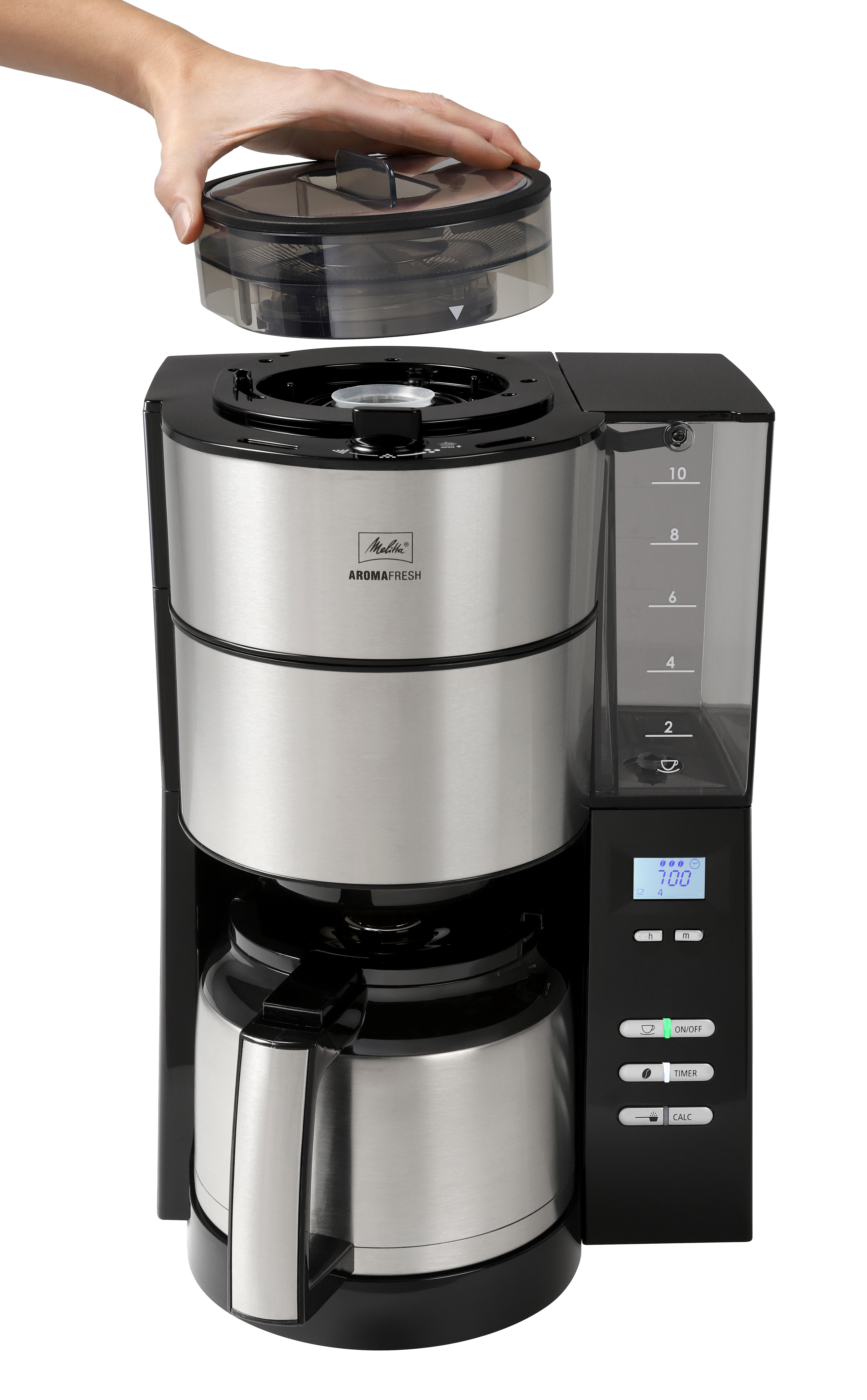 MELITTA  Percolateur  AromaFresh Therm (1021-12) - Machine à café - Capacité (réservoir d'eau): 1,4 l - Argenté