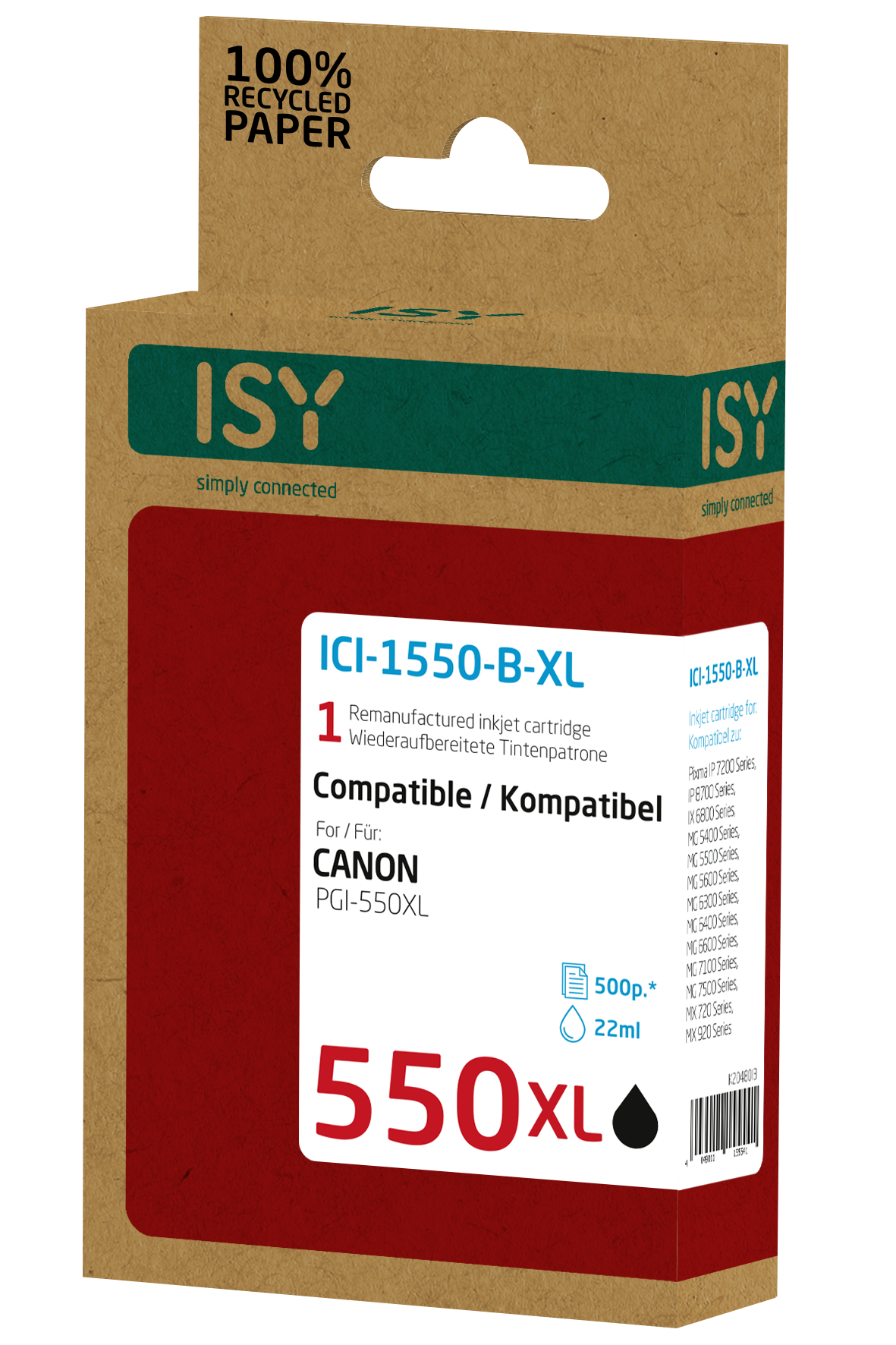 ICI-1550-B-XL Schwarz Tintenpatrone ISY