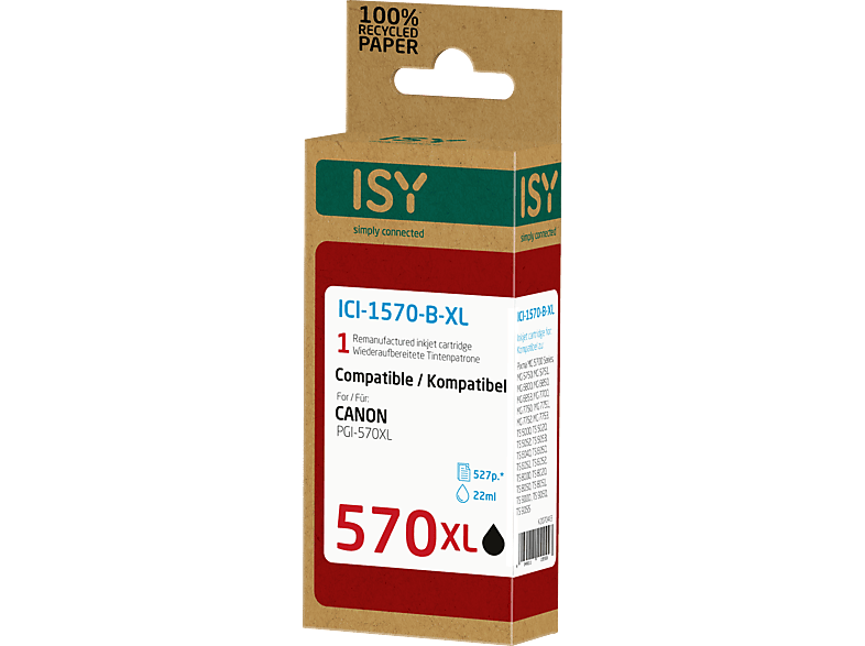 ISY Schwarz Tintenpatrone ICI-1570-B-XL
