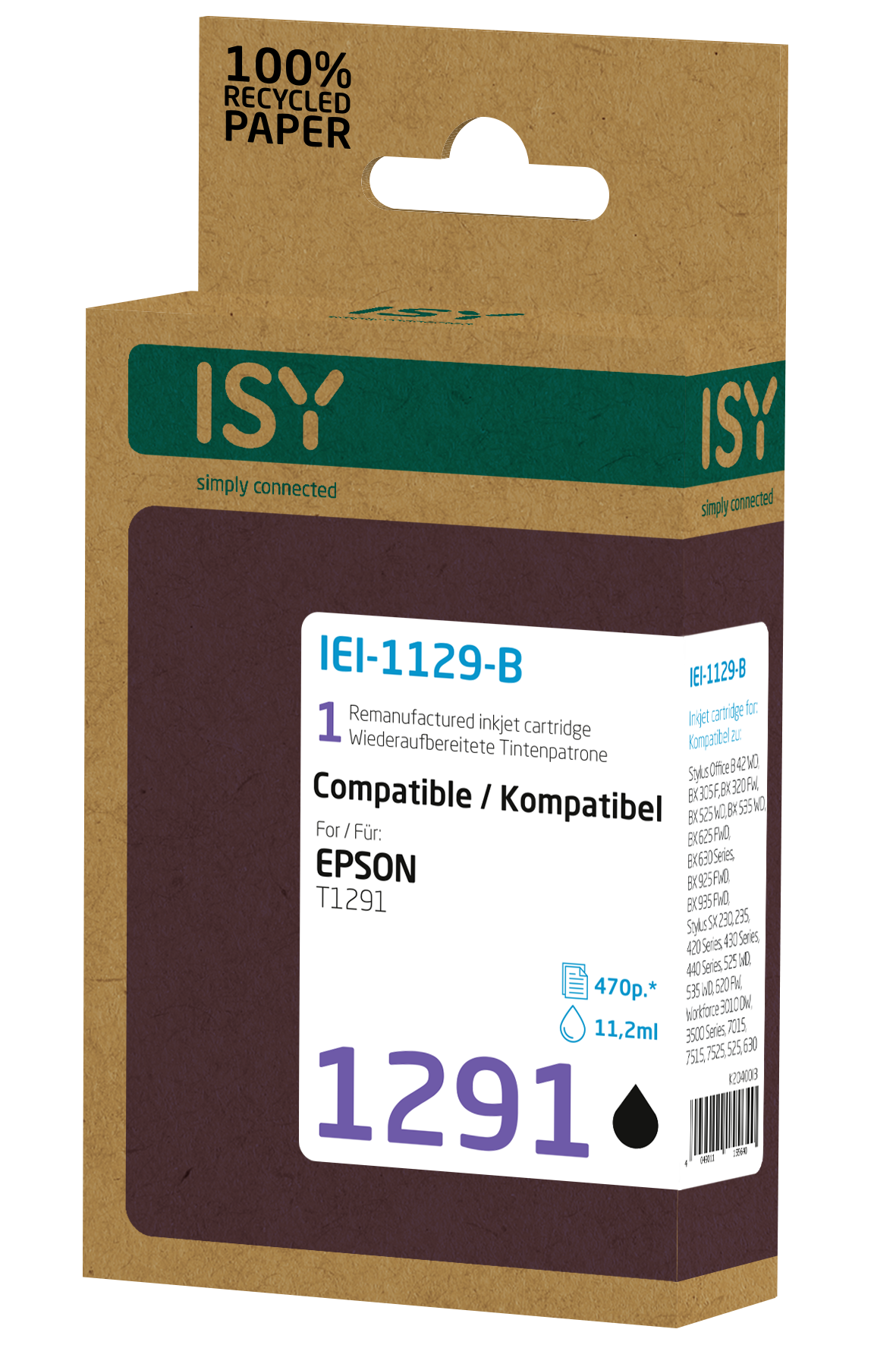 IEI-1129-B Schwarz ISY Tintenpatrone
