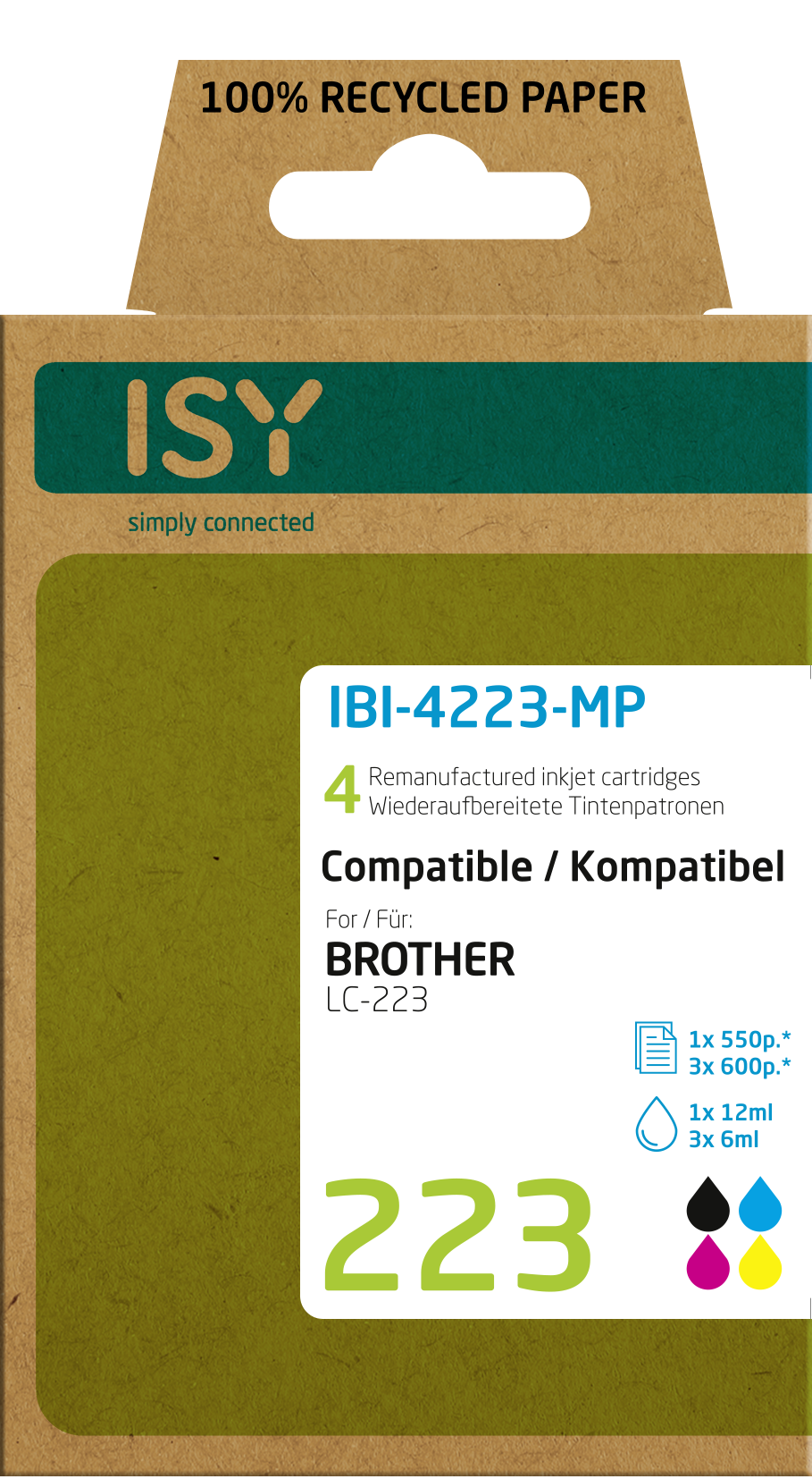 ISY-Tintenpatronenbox mit dem 223-Produktetikett.