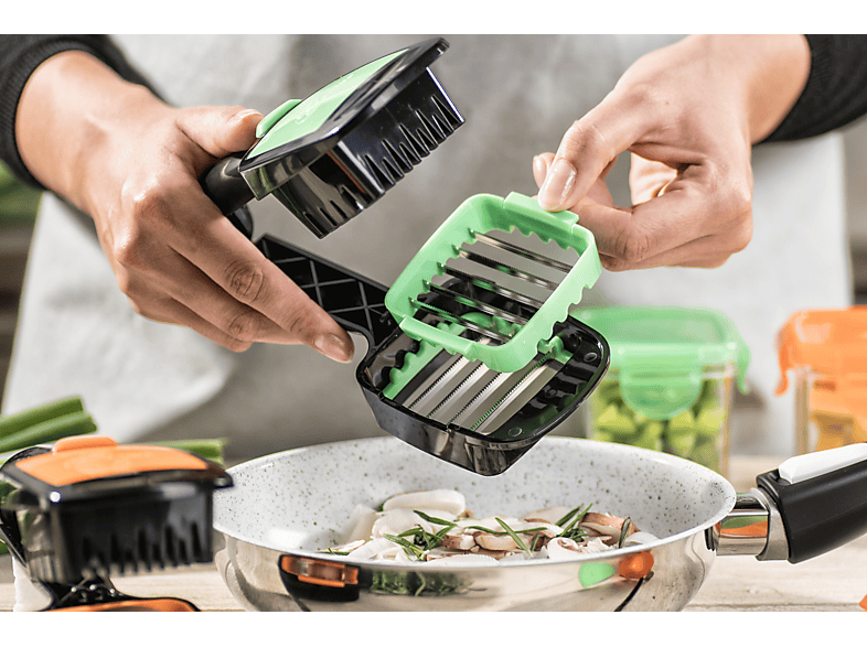 Genius Nicer Dicer Chef 9-delig groentesnijder - voor een bewuste en gezonde dagelijkse voeding fruitsnijder, uiensnijder, koolmolen, groen