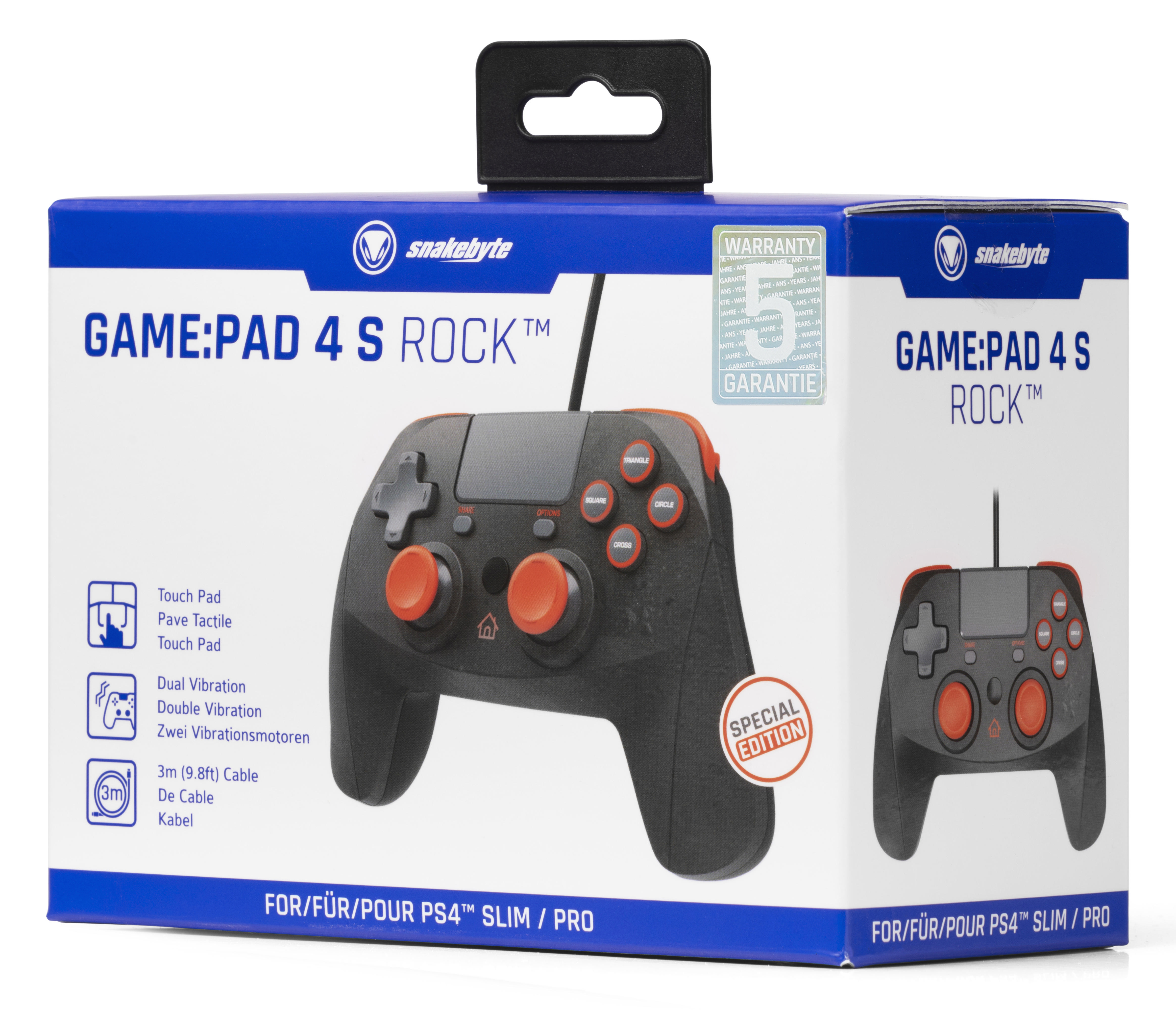 SNAKEBYTE Game:Pad 4 S ROCK 4 PlayStation Controller für Grau/Orange