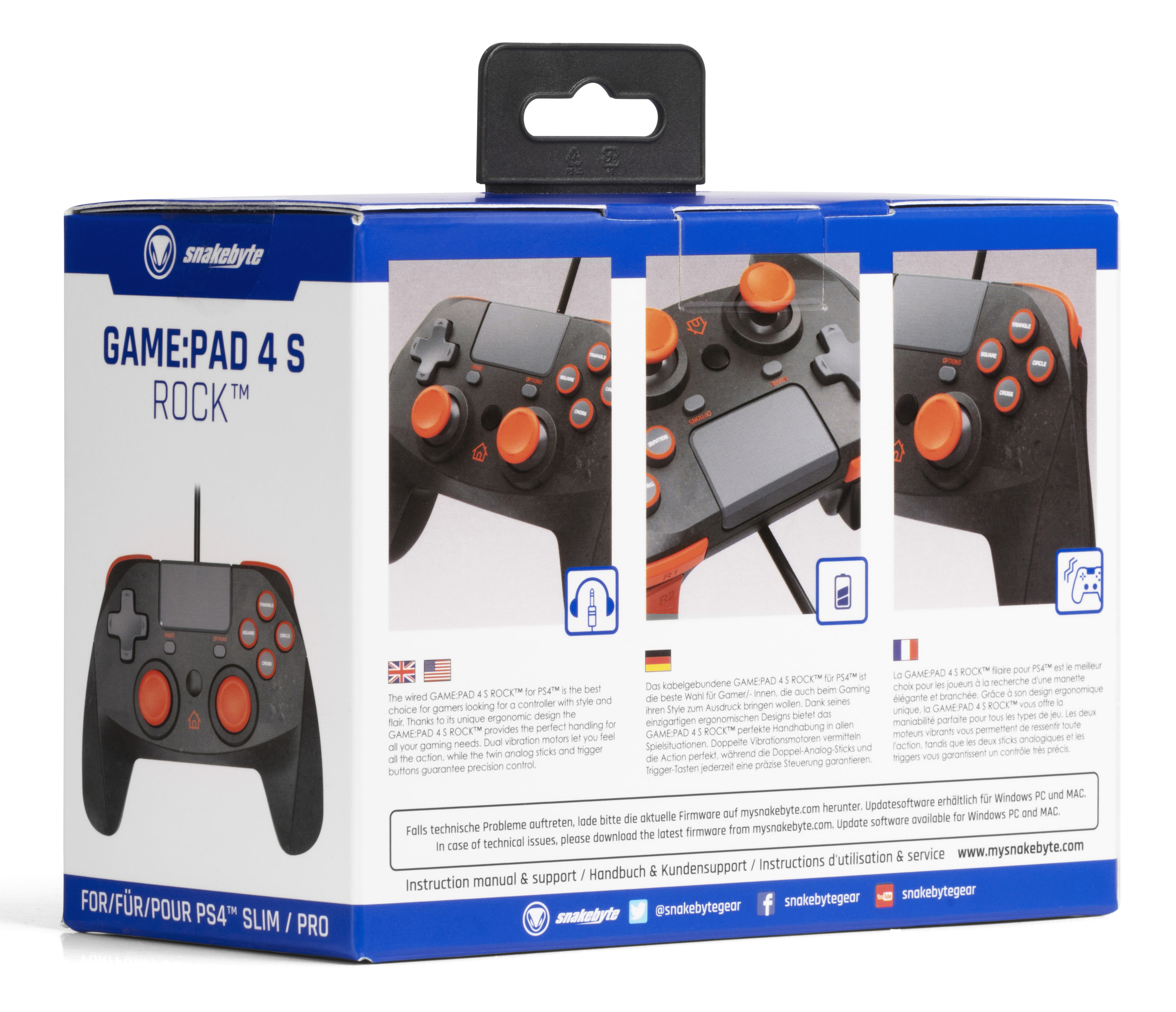 S Grau/Orange ROCK PlayStation für SNAKEBYTE 4 Game:Pad Controller 4