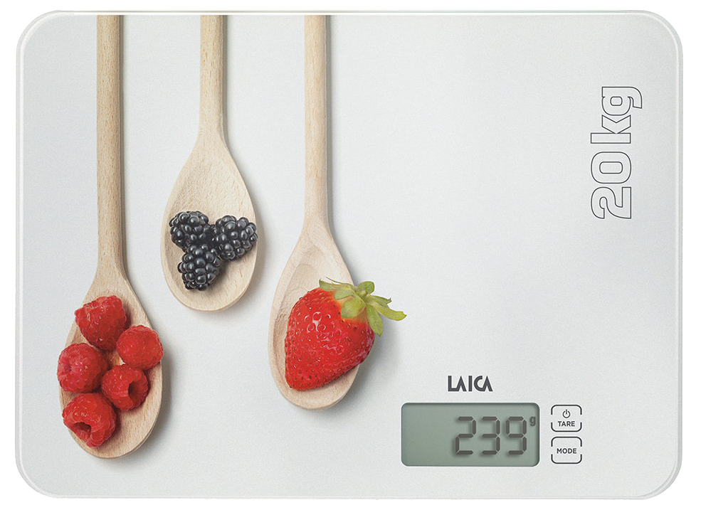 LAICA KS5020W digitális konyhamérleg, "fehér konyha-fakanál", 20 kg