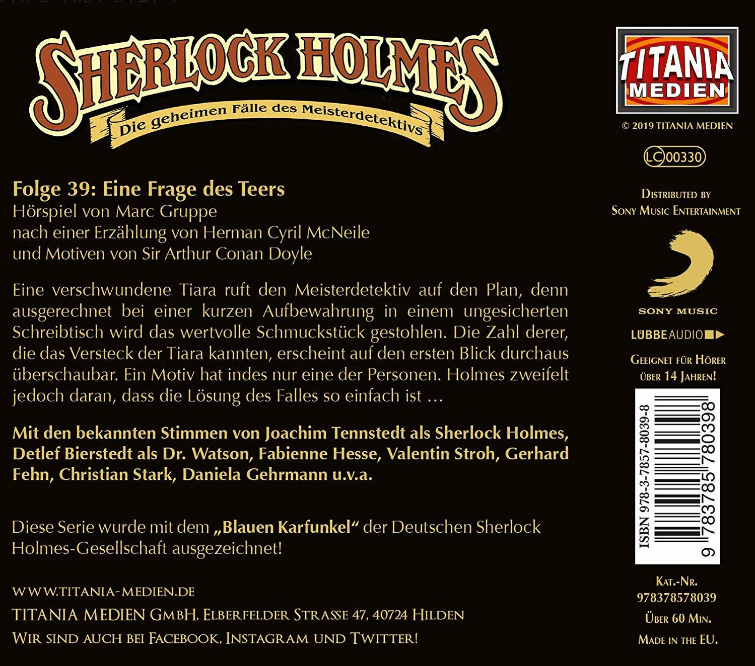 Holmes Sherlock - 039/Eine Frage des Teers  - (CD)