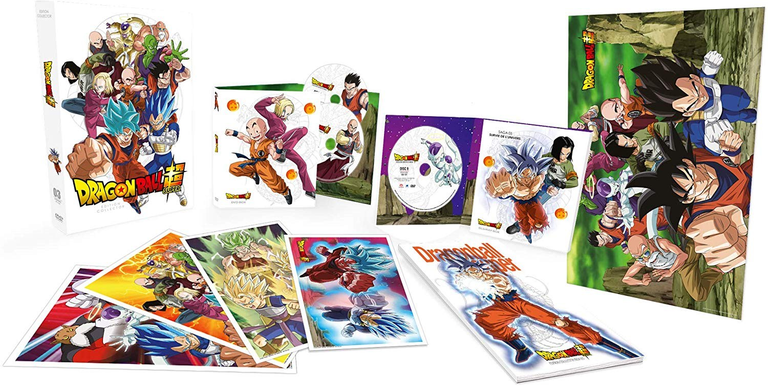 Dragon Ball Super DVD-set met meerdere personages op covers en inlays.