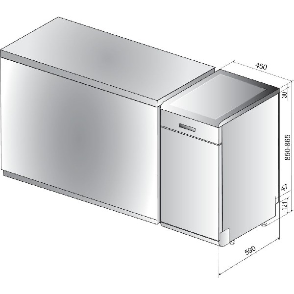 Lavavajillas -  Whirlpool WSFC 3M17 X, 6 programas, 10 cubiertos, 45 cm,  Inox