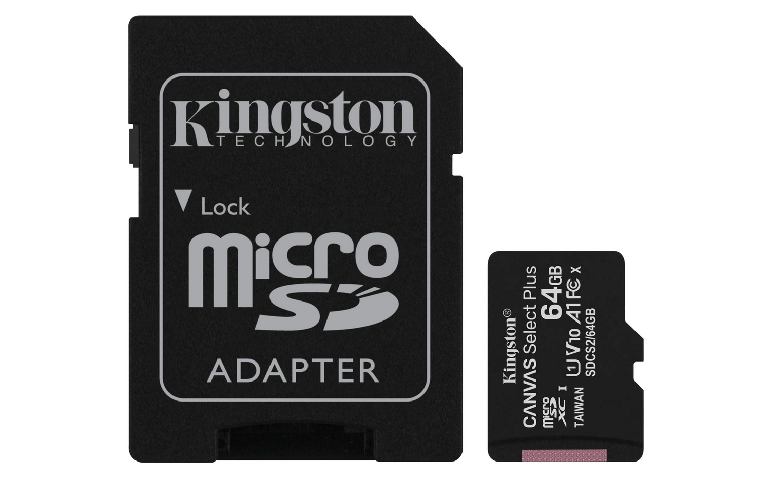 Tarjeta Microsdxc 64gb 10 uhsi v10 kingston canvas select plus con adaptador memoria technology sdcs264gb class negro 64 velocidad hasta 100