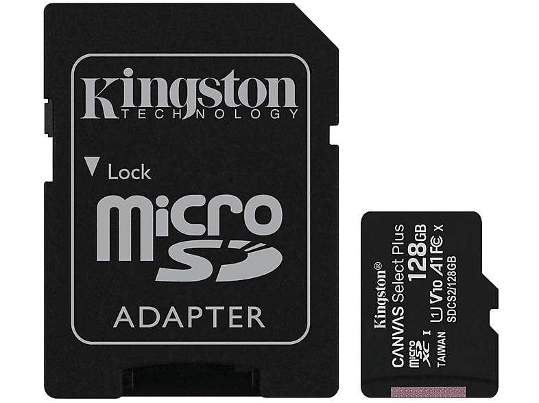 Tarjeta Sdhc Kingston canvas select+ 128 gb 10 adaptador plus microsdxc uhsi 128gb v10 con memoria technology flash sdcs2128gb class de 100