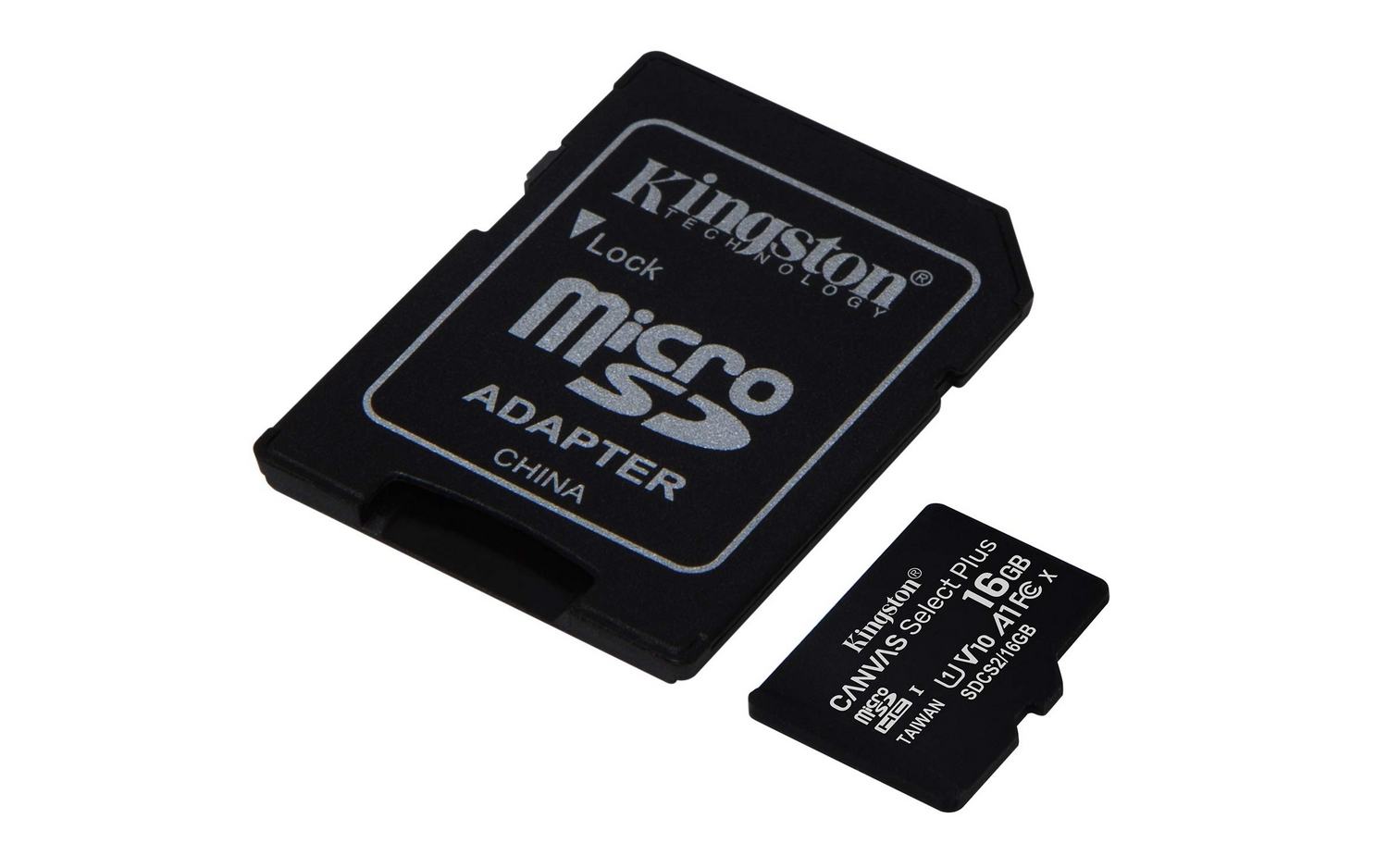 Tarjeta Micro SD - Kingston SDCS2/16GB, 16 GB, Velocidad hasta 100 MB/s, Clase 10, Adaptador SD, Negro