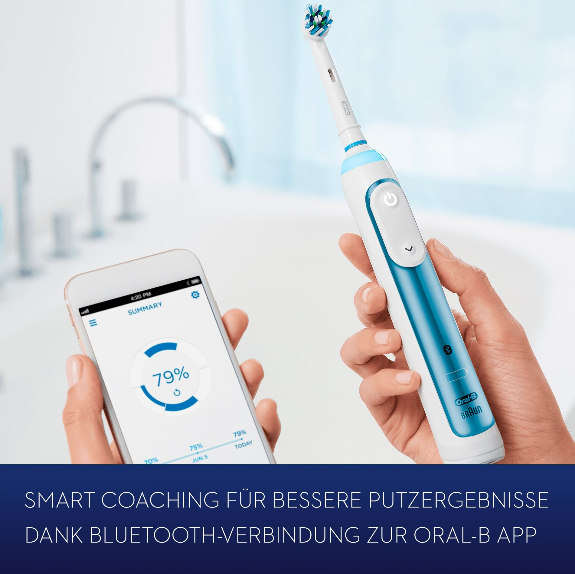 ORAL-B Smart Expert Limited Design Edition mit Braun Wecker & Reise-Etui Elektrische Zahnbürste Blau
