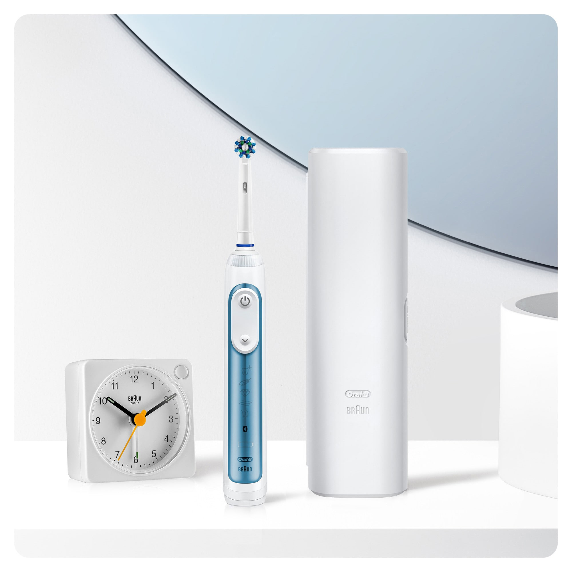 ORAL-B Smart Expert Limited Design Edition mit Braun Wecker & Reise-Etui Elektrische Zahnbürste Blau