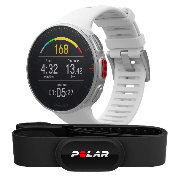 Reloj deportivo - Polar Vantage V + Pulsómetro banda torácica HR, Blanco, 1.2", GPS, Barómetro