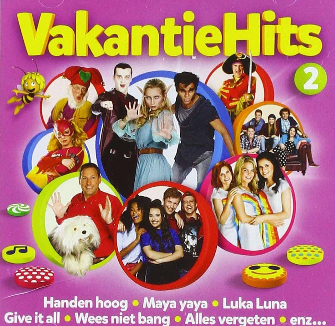 Album cover with cartoon characters. Title says "VakantieHits 2". Many figures in circles.