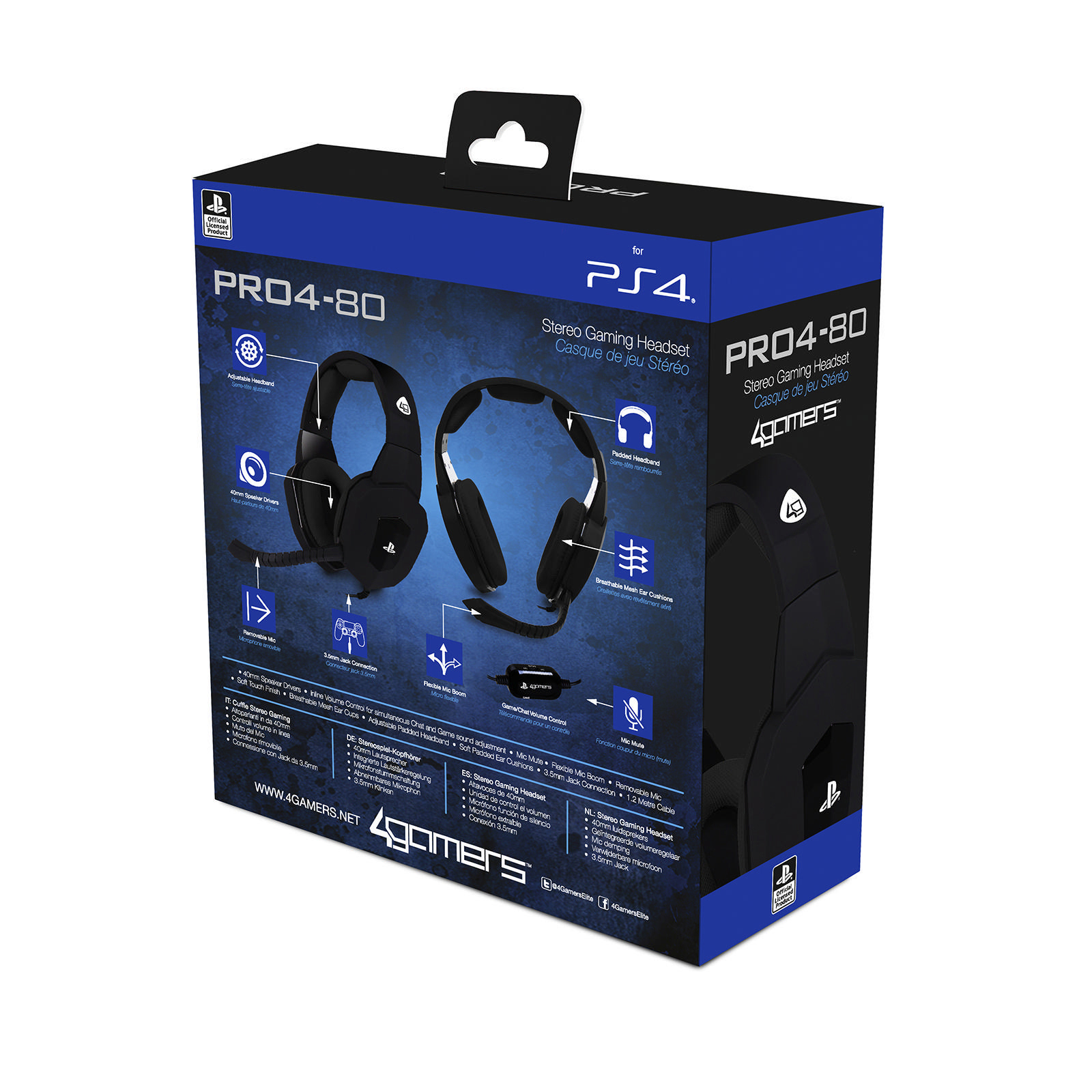 4GAMERS PS4 Stereo Pro4-80, On-ear Gaming Headset Schwarz