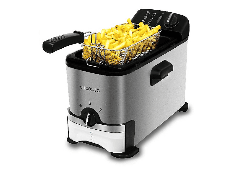 Freidora - Cecotec CleanFry 3000 ProFilter, 2000 W, Hasta 190ºC, Capacidad 3 litros, Sistema Inox