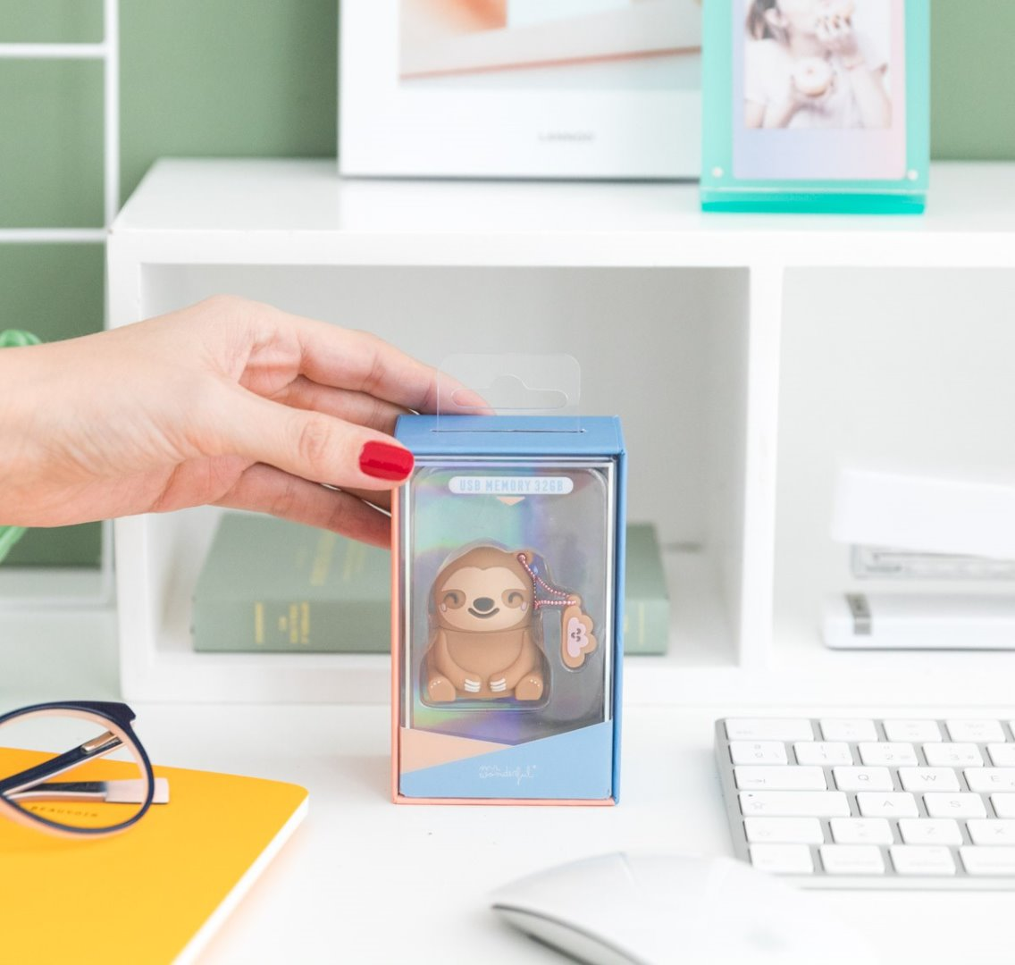 Pendrive de 32 GB - Mr. Wonderful (Slow Collection), Diseño Perezoso, Marrón