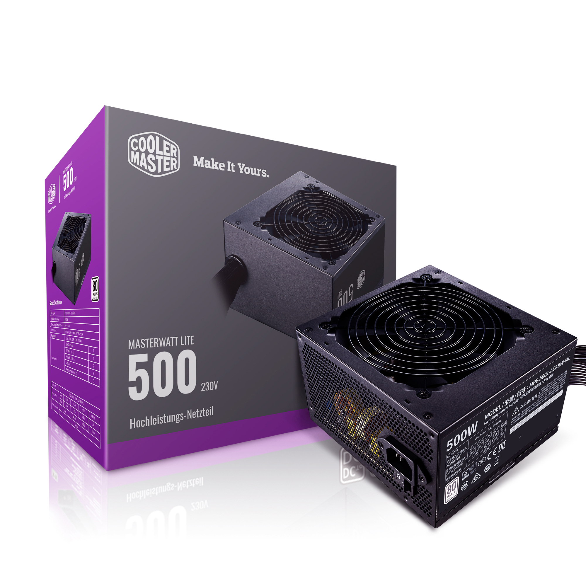 COOLER MASTER MasterWatt Lite 500W 230V PC-Netzteil 500 Watt