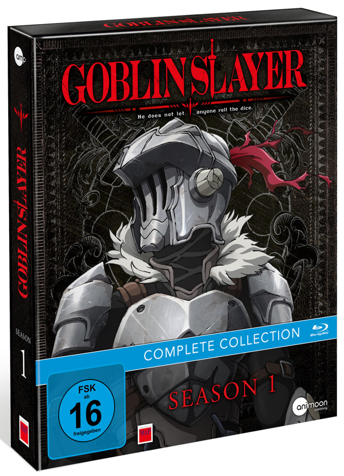 Eine DVD-Box von Goblin Slayer Staffel 1 mit einem Ritter auf der Vorderseite.