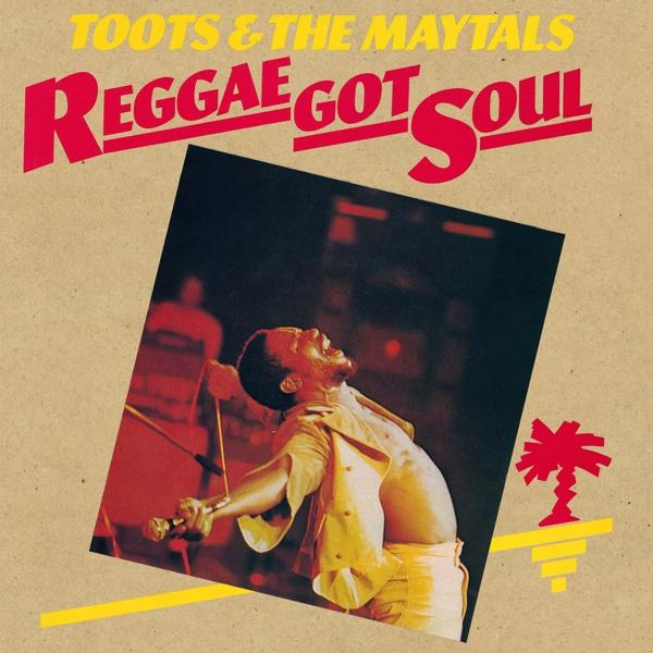 Pochette de l'album de Toots & The Maytals. Un homme chantant sur scène avec un graphisme de palmier.
