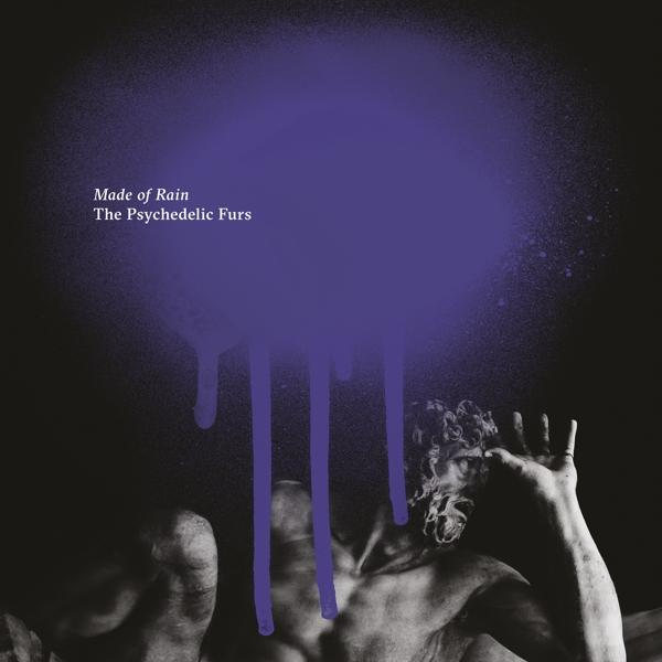 Albumcover, lila Farbklecks, Statue. Schwarzer Hintergrund. The Psychedelic Furs.