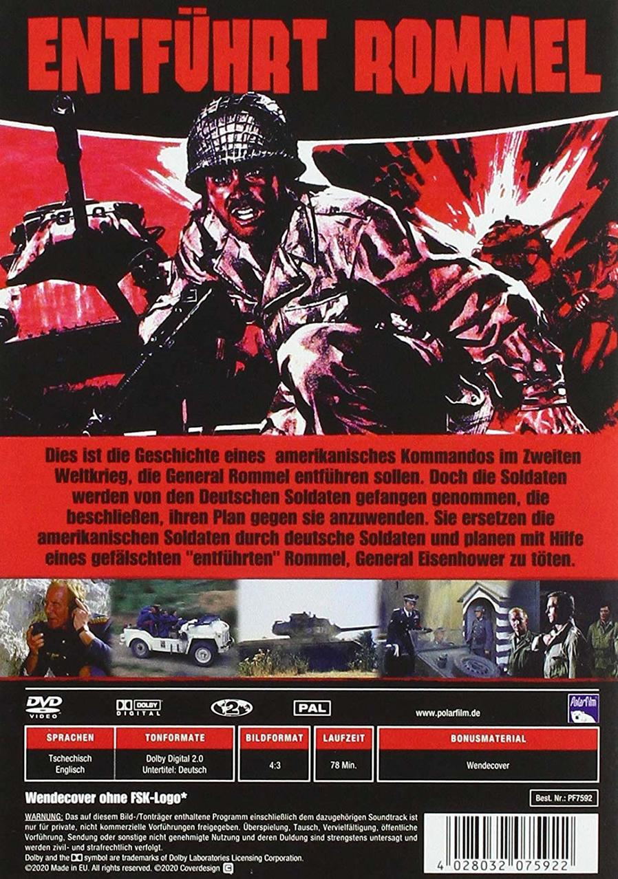 Filmposter für 'Entführt Rommel' mit Soldat und Panzern.