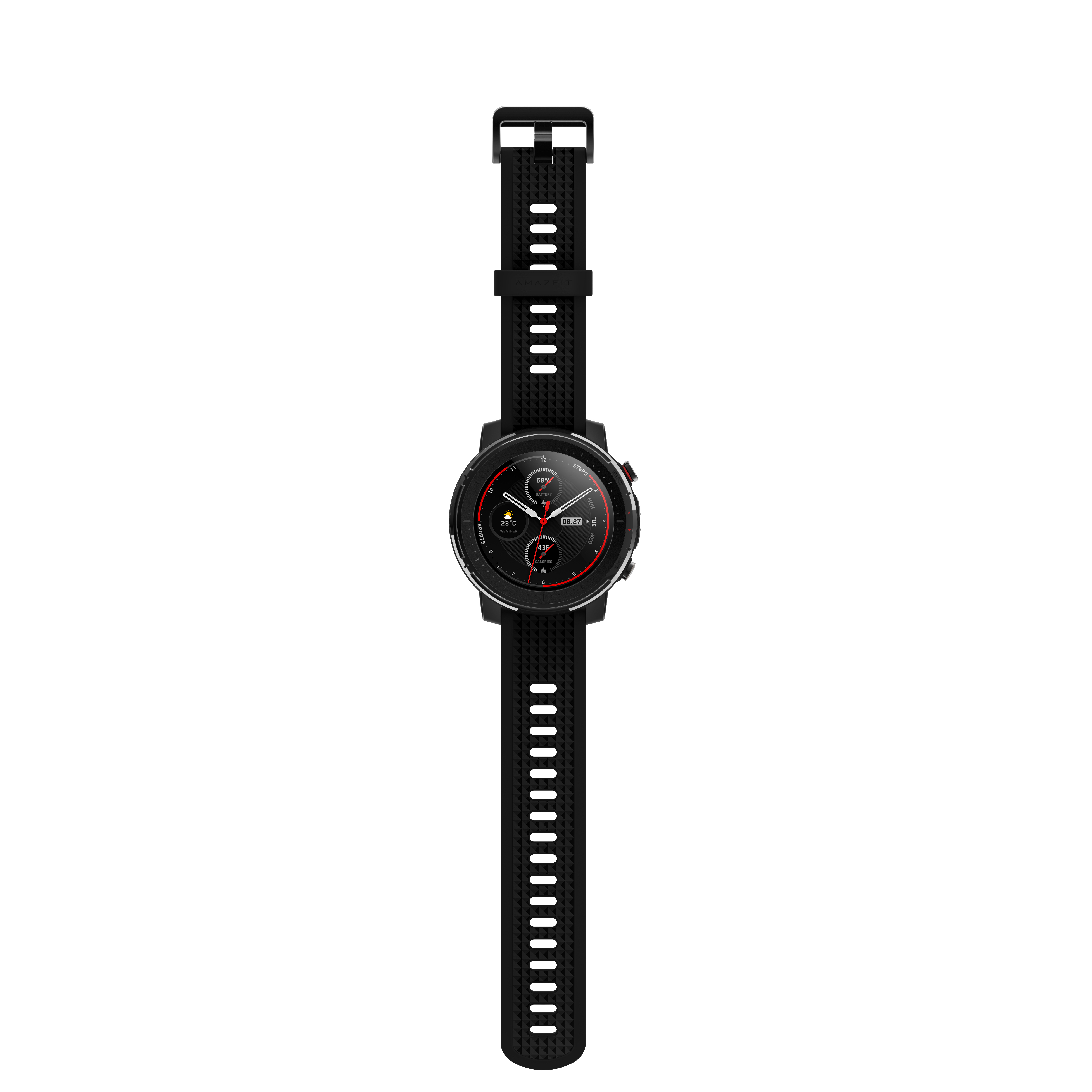 AMAZFIT Stratos 3 Smartwatch Polycarbonate + Fiberglas Silikon, 195 mm, Schwarz