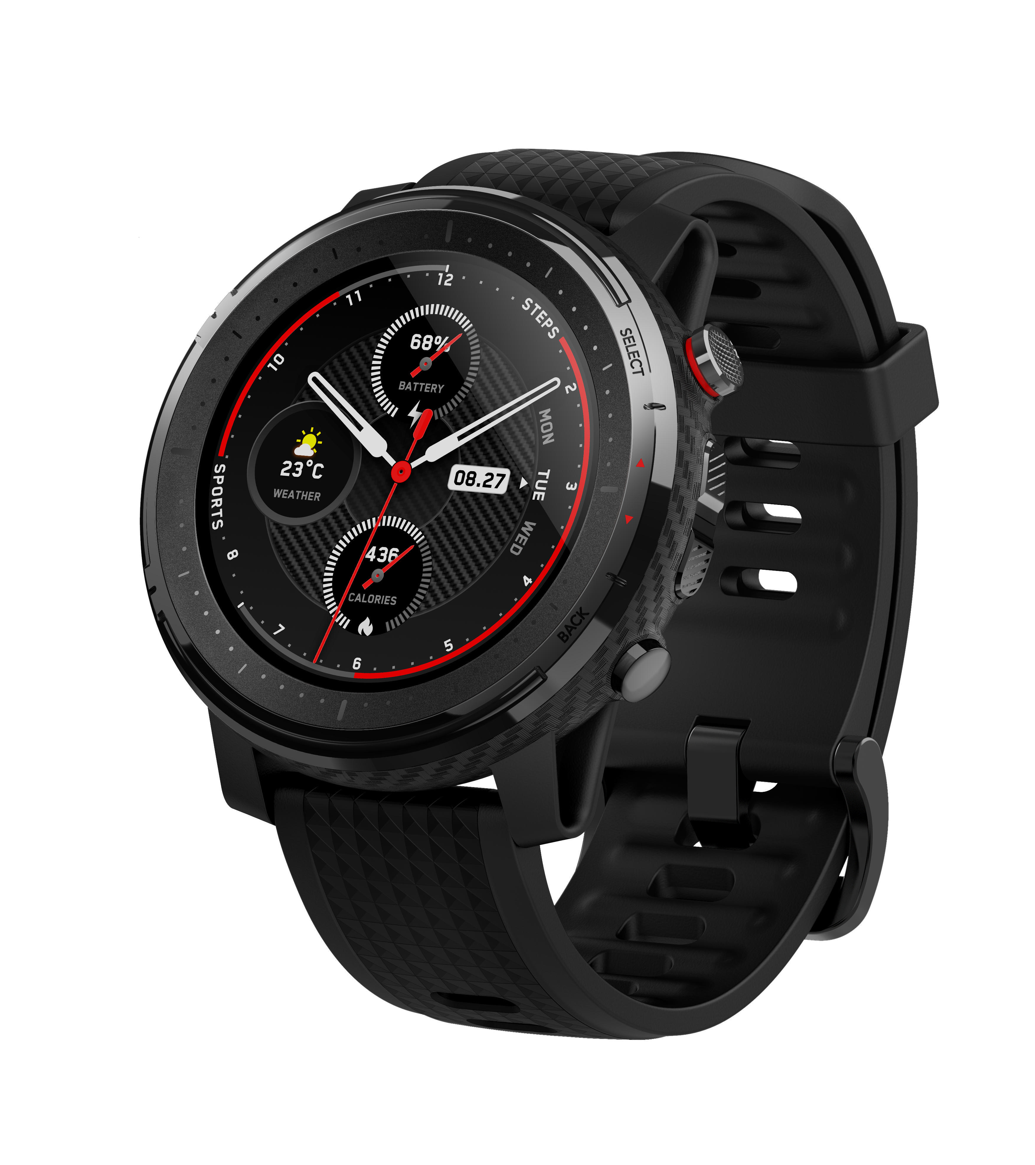 AMAZFIT Stratos 3 Smartwatch Polycarbonate + Fiberglas Silikon, 195 mm, Schwarz