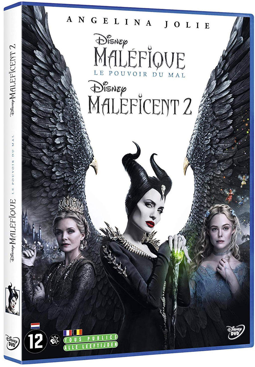 DVD case of Maleficent 2 movie featuring Angelina Jolie. The cover shows the main characters.