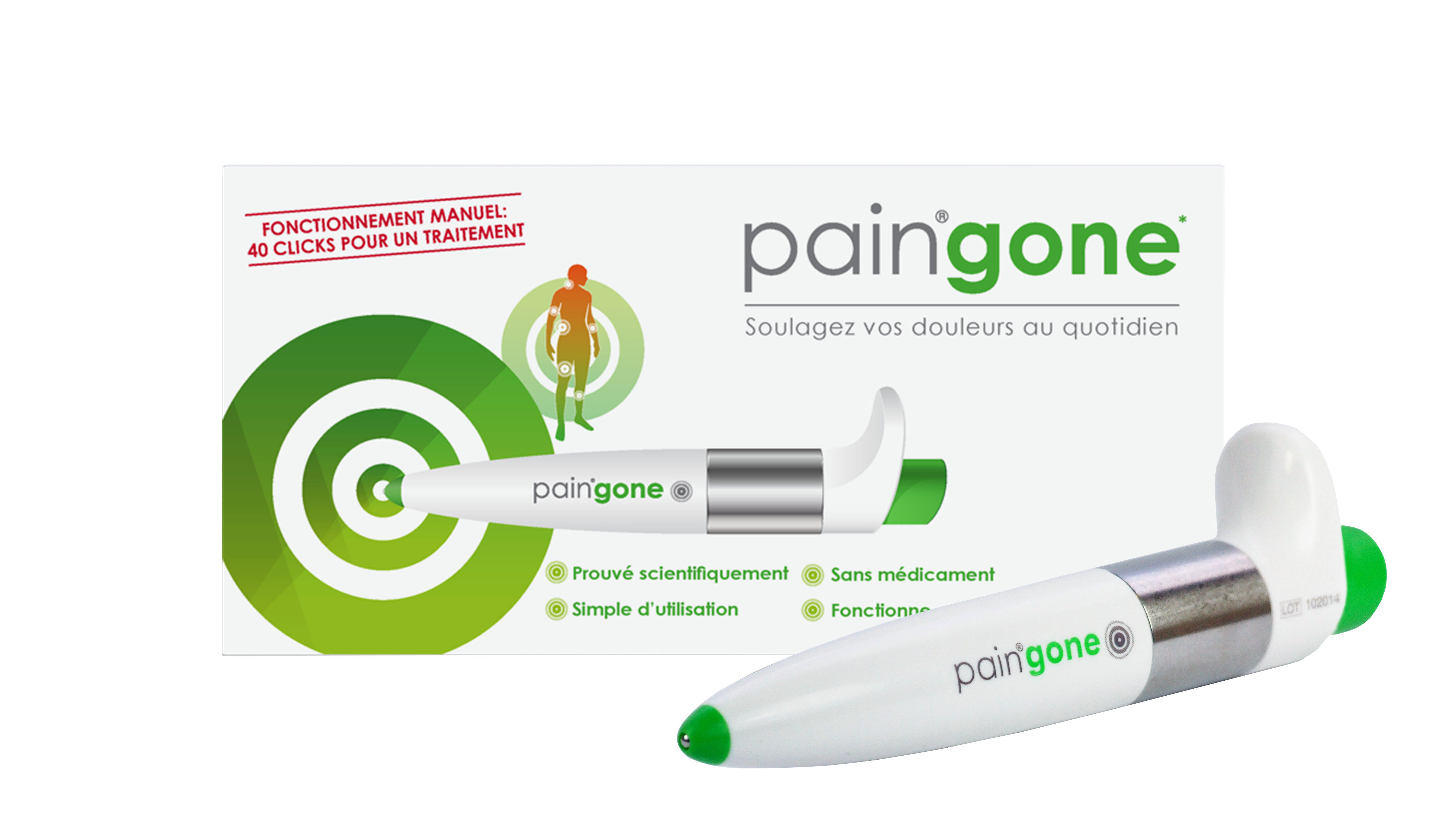 PAIN GONE Electrostimulation T.E.N.S sous forme de stylo (ORIGINAL)