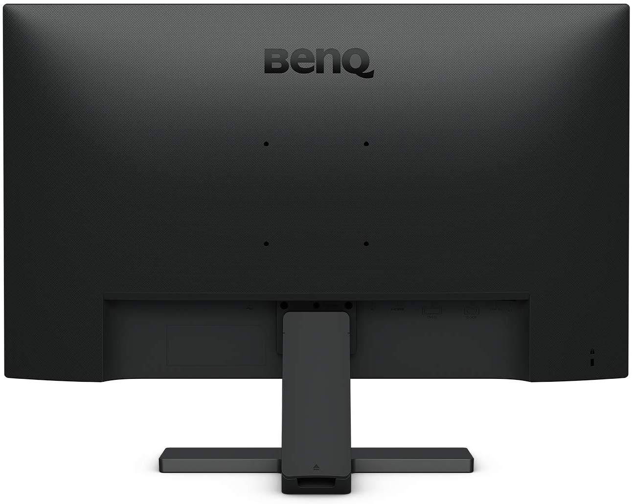 Parte trasera de un monitor BenQ negro con puertos y soporte. El logotipo de BenQ está en la parte superior.